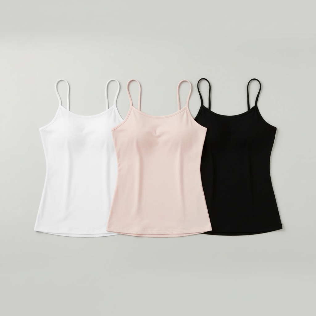 Camisole Tank Top Built Bra Soft Stretch Layering Top