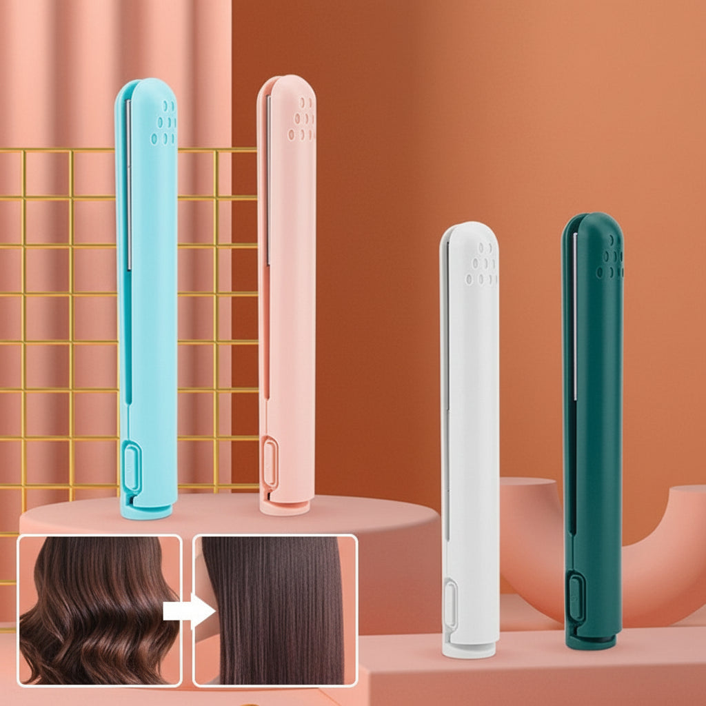 Hair Straightener Mini Ceramic Travel Curling Iron Dual Use