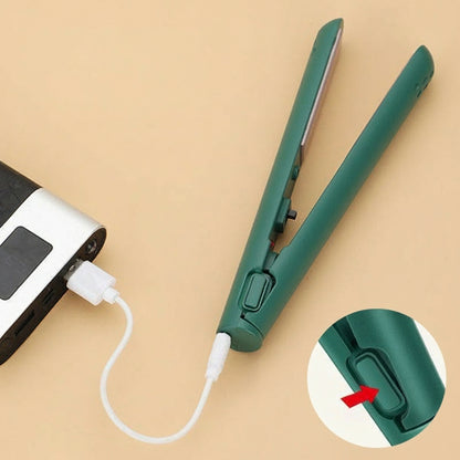 Hair Straightener Mini Ceramic Travel Curling Iron Dual Use