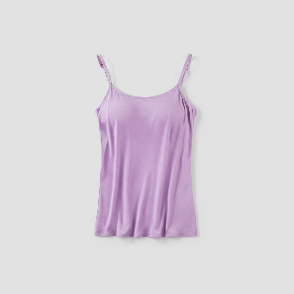 Camisole Tank Top Built Bra Soft Stretch Layering Top