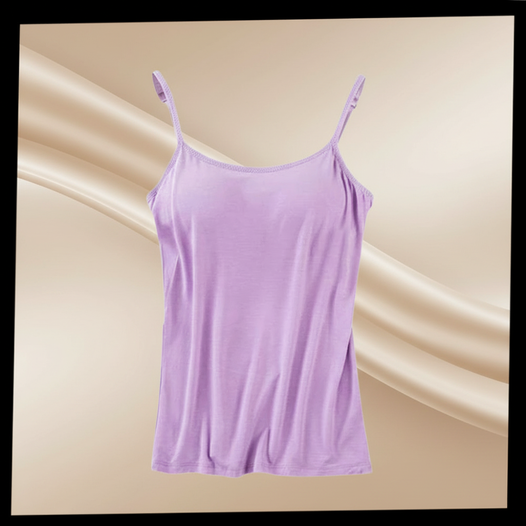 Camisole Tank Top Built Bra Soft Stretch Layering Top