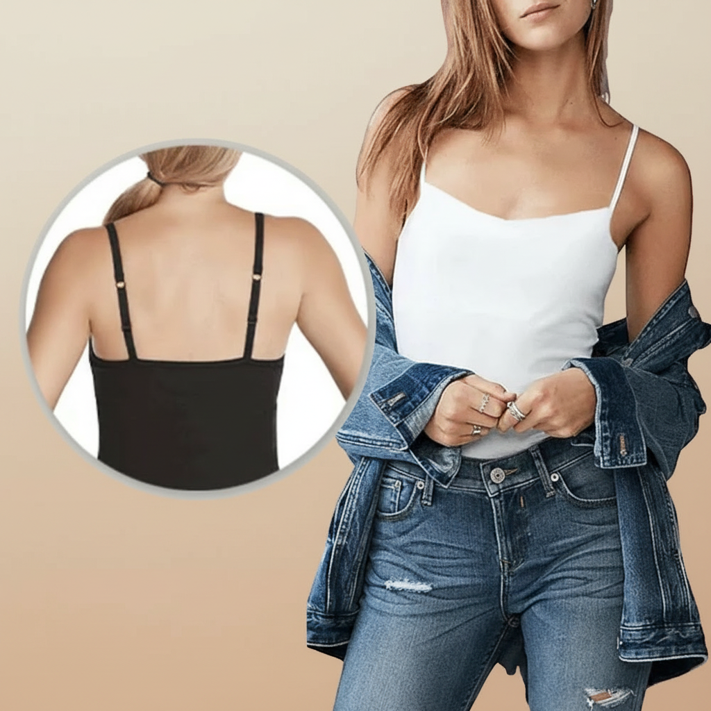 Camisole Tank Top Built Bra Soft Stretch Layering Top